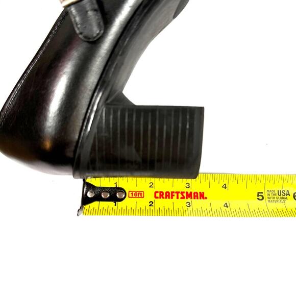 Bass Barry Mary Jane Y2K Black Leather Square Toe Buckle Pump Heels Sz 8 - Picture 10 of 10